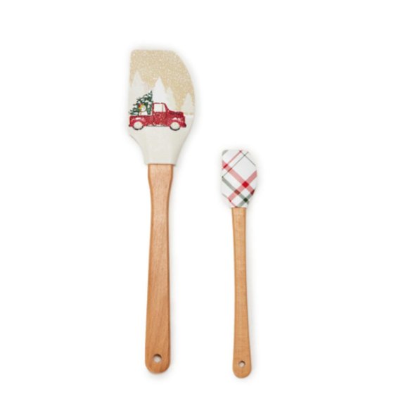 Beige & White Snowy | Red Truck 2 pcs Silicone Spatula Set - Winter Wonder Lane - Picture 1 of 1